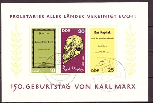 philaseum Briefmarken DDR 1968, Mi. Nr. Block 27, 150. Geburtstag von Karl Marx, Gestempelt (Mi. 5 EUR) von philaseum