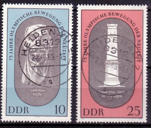 philaseum Briefmarken DDR 1969, Mi. Nr. 1489-1490, 75 Jahre olympische Bewegung der Neuzeit. Gestempelt von philaseum