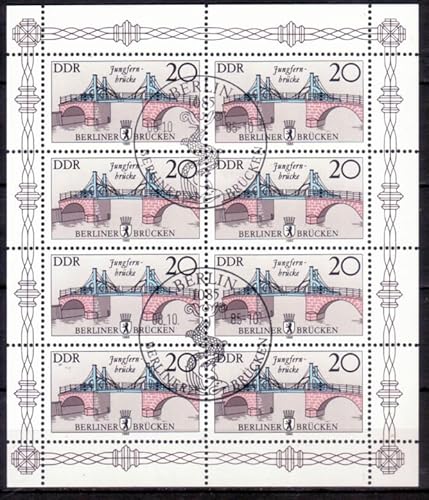 philaseum Briefmarken DDR 1985, Mi.Nr. 2973 II Kleinbogen, Historische Brücken in Berlin. Gestempelt philaseum Briefmarken DDR 1985, Mi.Nr. 2973 II Kleinbogen, Historische Brücken in Berlin. Gestempelt von philaseum