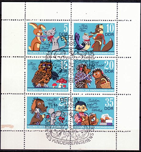 philaseum Briefmarken: DDR 1972, Mi.Nr. 1807-1812 Kleinbogen, Figuren des Kinderfernsehens der DDR: Handpuppen. Gestempelt von philaseum