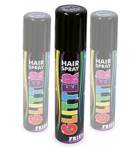 3X silbernes Glitter-Haarspray im Sparpack! 3 Dosen zu je 100ml. Glitterspray Silber für Festival, Konzert, Disco, Party, CSD, Karneval, Fasching, Halloween von pibivibi