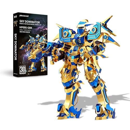 Piececool 3D Puzzle Metall Mecha Goldene Rüstung, 3D Metall Puzzle Mechkrieger für Edelstahl, Extra Groß, Ganzes Metall, 1:1 Wiederherstellen, Geburtstagsgeschenk, Modellbausatz Erwachsene, 489 Teile von piececool