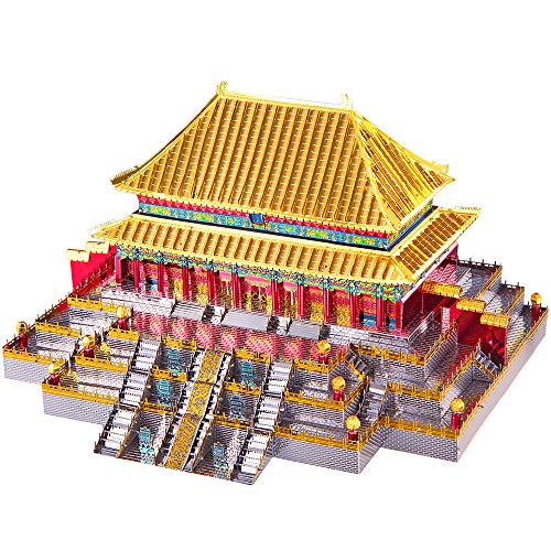 Piececool 3D Puzzle Metall Architecture Taihe Hall, 3D Metall Puzzle für 340 Edelstahl, Ganzes Metall, 1:1 Wiederherstellen, Geburtstagsgeschenk, Modellbausatz Erwachsene, 324 Teile von piececool