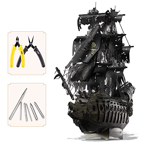 Piececool 3D Puzzle Metall Piratenschiff Fliegender Holländer, 3D Metall Puzzle Segelboot Schiffsset, Modell Schiffs für 340 Edelstahl, Modellbausatz Erwachsene, 369 Teile (Enthält Montagewerkzeuge) von piececool