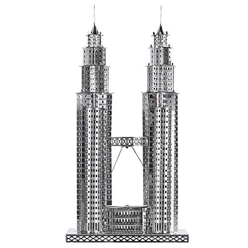 Piececool 3D Puzzle Metall Silber World Trade Center, Malerische Gebäude Handwerk Modellbausätze für Erwachsene zum Bauen, 3D Puzzles Erwachsene Teens für Edelstahl, Ideale Geschenke, Heimdekoration, von piececool