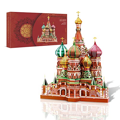 Piececool 3D Puzzle Metall Architecture Saint Basil's Cathedral, 3D Metall Puzzle für 340 Edelstahl, Ganzes Metall, 1:1 Wiederherstellen, Geburtstagsgeschenk, Modellbausatz Erwachsene, 711 Teile von piececool