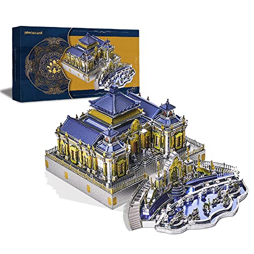 Piececool 3D Puzzle Metall Architecture Yuanmingyuan-Park, 3D Metall Puzzle für 340 Edelstahl, Ganzes Metall, 1:1 Wiederherstellen Sammlung, Geburtstagsgeschenk, Modellbausatz Erwachsene, 358 Teile von piececool