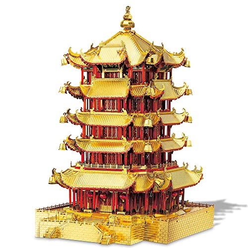 Piececool 3D Puzzle Metall Architecture Gelber Kranturm, 3D Metall Puzzle für 340 Edelstahl, Ganzes Metall, 1:1 Wiederherstellen, Geburtstagsgeschenk, Modellbausatz Erwachsene, 406 Teile von piececool