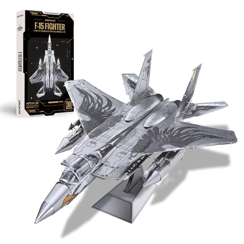 Piececool Metall Puzzle 3D F-15 Kampfflugzeug Eagle, Luftfahrzeuge Vierten Generation 3D Puzzle Modellbausatz Erwachsene, 3D-puzzles für Edelstahl, Modell Metal, Geschenk, Andenken, Sammlung, 84 Teile von piececool