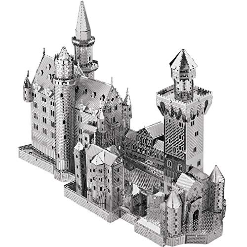 Piececool Metall Puzzle 3D Swan Fort, Berühmte Gebäude 3D Puzzle Modellbausatz Erwachsene, 3D-Puzzles für Edelstahl, Modell Metal, Geschenk, Andenken, Sammlung, Silbrig, 64 Teile von piececool