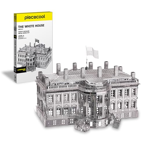 Piececool 3D Puzzle Metall Architecture Weiße Haus, 3D Metall Puzzle für Messing, Ganzes Metall, 1:1 Wiederherstellen Sammlung, Geburtstagsgeschenk, Modellbausatz Erwachsene, 369 Teile von piececool