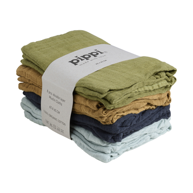 pippi Muslin Tücher 8er Pack Khaki von pippi