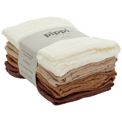 pippi Muslin Tücher 8er Pack mahogany von pippi