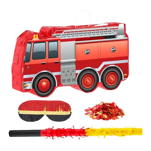 Feuerwehrauto Pinata mit Augenbinde Stab Konfetti Ornament Kreative Feuerwehrmann Geburtstag Party Dekoration für Karneval Feuerwehrauto Pinata mit Augenbinde Stab Konfetti Ornament Kreative Feuerwehrmann Geburtstag Party Dekoration für Karneval von pistro