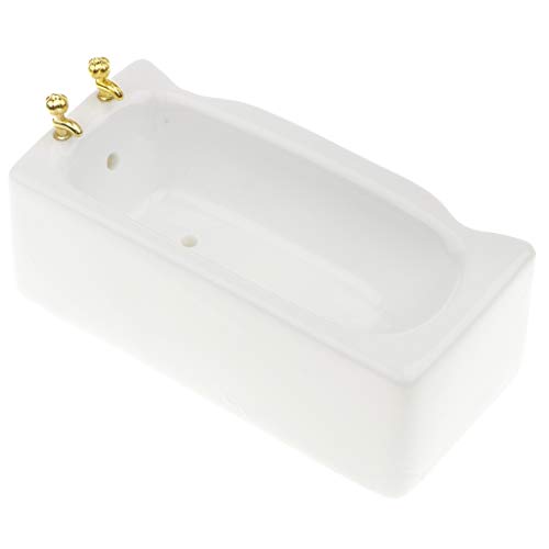 pistro 1/12 Puppen-Badezimmer-Set, weiße quadratische Badewanne, Puppenhaus-Mini-Badewanne, Puppenhaus, Miniatur-Möbelspielzeug für Wohnkultur-Zubehör von pistro