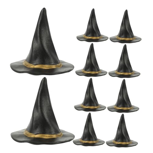 pistro 12pcs Mini Hexenhüte - Mini Halloween Hexenhut Flasche Toppers - Filz Miniatur Hexenhüte für Puppen & Feengarten Dekor - Kleine Hexenhüte für DIY Kostüme von pistro