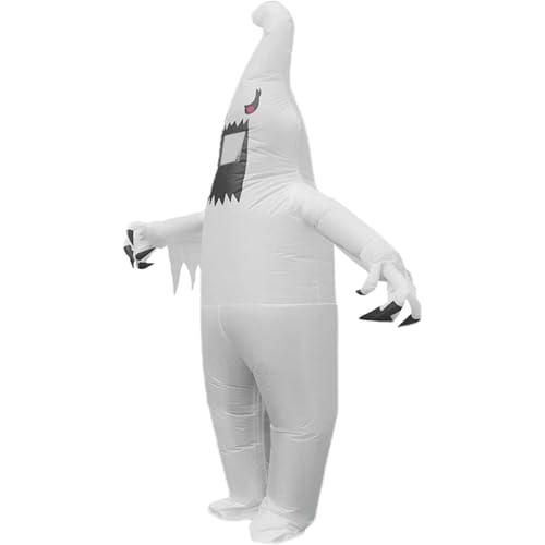 pistro Aufblasbares Kostüm, Halloween Geist Ganzkörper Aufblasbares Kostüm Polyester für Erwachsene Festival Cosplay Party mit Mini Inflater Weiß, Weiss/opulenter Garten, Einheitsgröße von pistro