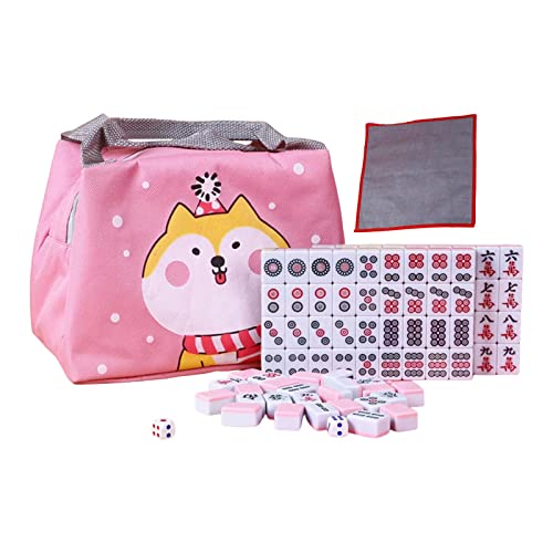 pistro Chinesisches Mahjong Set 144 Stücke Traditionelles Reise Mahjong Spiel mit Tragetasche und Tischdecke für Reisepartys Camping Familie- Rosa pistro Chinesisches Mahjong Set 144 Stücke Traditionelles Reise Mahjong Spiel mit Tragetasche und Tischdecke für Reisepartys Camping Familie- Rosa von pistro