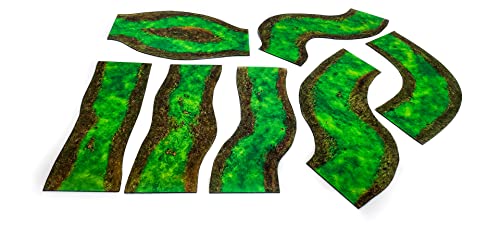 2D modulares Fluss-Set für Warmachine & Hordes, Warhammer Age of Sigmar, Warhammer 40k, Star Wars Legion - Toxisch - 7 Teile von PLAYMATS