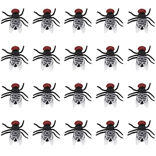 20 Stück Kunststoff simuliertes Fliegenspielzeug Halloween Party Joke Flies Modellspielzeug Zubehör Set, lebensechtes Aussehen, sicher und für lustige Partys und erschreckend von plplaaoo