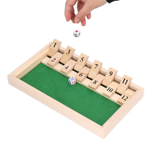 4-Player Shut The Box Wooden Table Game, Würfelspiel 2–4 Spieler, Klassisches Brettspiel Für Erwachsene, Würfelbrettspiel, aus Holz Mit 12 Zahlen, Tischspiel aus Holz, Mathe-Strategie-Pub-Spiel von plplaaoo