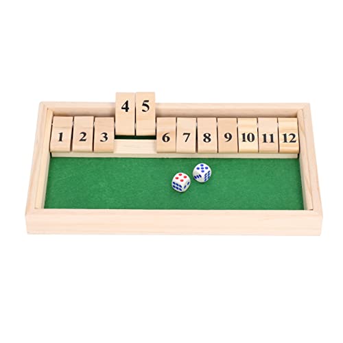 4-Player Shut The Box Wooden Table Game,Würfelspiel 2–4 Spieler,Klassisches Brettspiel Für Erwachsene,Würfelbrettspiel, aus Holz Mit 12 Zahlen,Mach Die Kiste Zu-Spiel,Mach Die Kiste Zu von plplaaoo