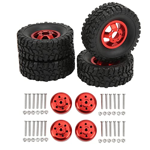 4WD RC Gummi Reifen mit Aluminium Radnabe für C14 C24 B14 B24 B16 B36 1 16 RC Auto Upgrade Teil für Verbesserte Leistung (Rot) von plplaaoo