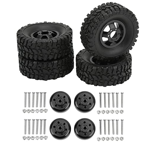 4WD RC Gummireifen mit Aluminium Radnabe für C14 C24 B14 B24 B16 B36 1 16 RC Auto Upgrade Teil für Verbesserte Leistung (Schwarz) von plplaaoo