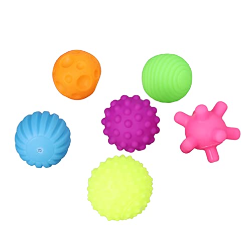 6 Stück Baby Strukturierter Ball Set Baby lustig weich elastisch mehrfarbig quetschen sensorischen Ball Spielzeug für Zuhause warme Farbe, Greiftraining mit einzigartigen Texturen für (Kolor) von plplaaoo