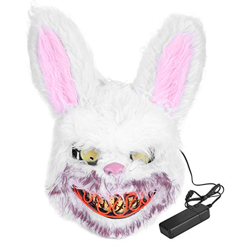 Halloween-Kaninchenmasken, leuchtende Hasenmaske, Halloween-Gruselmaske, Bärenkaninchen-Hasenmaske, PVC- und Plüschmaterial, LED-Reinigungsmasken, Halloween-Cosplay von plplaaoo