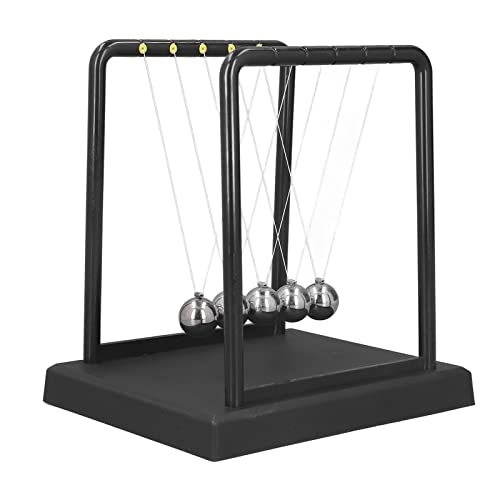 Newton's Cradle Swing Balance Ball, Stressabbau Dekoration und Lernspielzeug Schwarz 6,61 x 5,67 x 7,2 Zoll Stahlkugeln für den Einsatz auf dem Schreibtisch, Zuhause und in der von plplaaoo