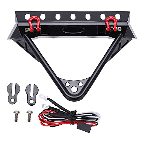 RC-Frontstoßstange, RC-Crawler-Auto-Frontstoßstange, schwarze RC-Stinger-Frontstoßstange aus hochfestem Eisen mit LED-Licht für Axial Scx10 / II / III Generation 1/10 RC-Auto (Gespitzte Spitze) von plplaaoo