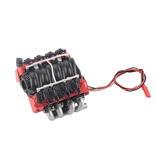 RC Simulation V8 Motorabdeckung Kühlmotorventilator für 4 SCX10 SCX10II verbessert die Kühleffizienz mit automatischer Temperaturregelung und hochwertigem Design (Rot) von plplaaoo