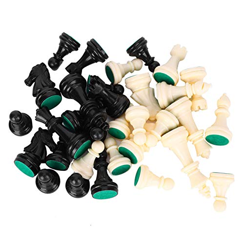 Schachfiguren, Stück schwarz-weiße Kunststoff-Schachfiguren, leichtes, tragbares internationales Schachspiel, komplettes Schachfiguren-Set für Schachbrettspiele, (Medium king height 64mm) von plplaaoo