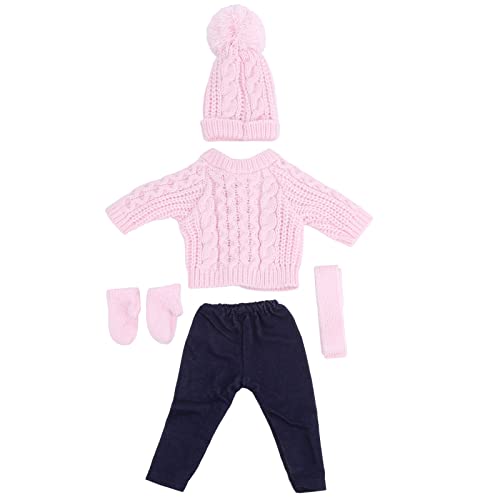 Winter-Weihnachtspuppen-Outfits für 18-Zoll-Babypuppen,plplaaoo Weihnachtspuppenkleidung, Puppenkleidung, Pullover, Hosen, Hüte, Schal, Handschuhe, Puppenzubehör, Weihnachtspuppenkleidung (Rosa) von plplaaoo