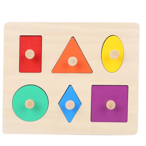 plplaaoo Geometrisches Formbrett, geometrisches Holzspielzeug, Holzpuzzle, DIY-Lernspielzeug, geometrisches Formspielzeug für Kinder stimuliert die Erkennung geometrischer Formen und Farben von plplaaoo