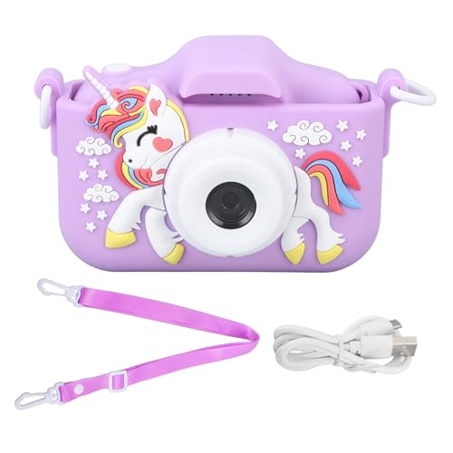 plplaaoo Kinderkamera, niedlicher Dual-Objektiv-Autofokus, Fotografie-Videoaufzeichnung, Gaming-Musik-Digitalkamera-Spielzeug, rosa Kinder-Selfie-Kamera, Kinder-Video-Camcorder, lustige (Lila) von plplaaoo