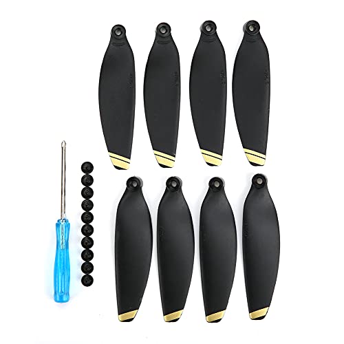 plplaaoo RC -Drohnen -Propeller -Ersatzgeräuschreduktion Aerodynamisches Design Leicht Starke Traktion Einfach Installation für Mini White Black Gold Black 2Pair (Golddekoration) von plplaaoo