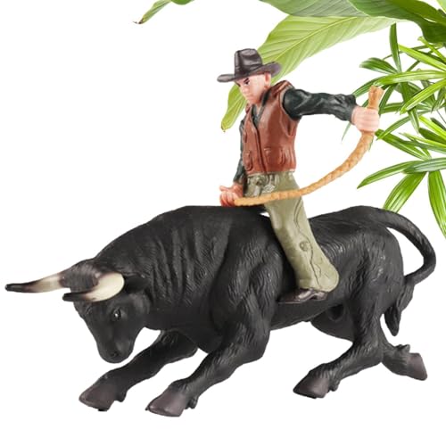 plsyyuw Cowboy-Reitbull-Figur,Realistische spanische Stierkämpfer-Rinderfiguren, Spielzeug | Rodeoes Actionfigur zum Sammeln, Lernspielzeug, Kuchendekoration, Geschenk für Kinder und Kleinkinder von plsyyuw