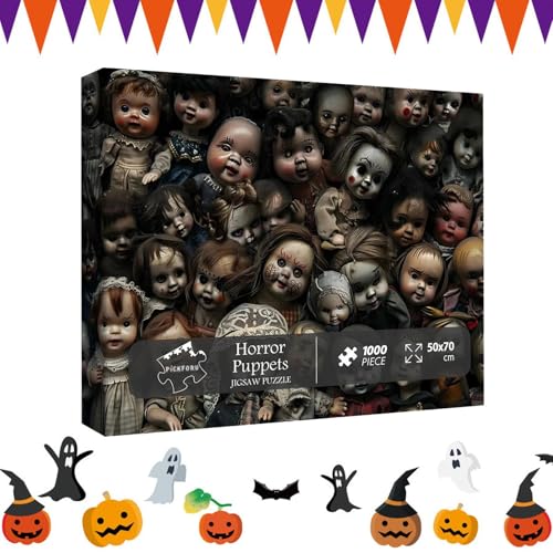 plsyyuw Halloween-Puzzles für Kinder,Halloween-Puzzles 1000 Teile - 1000 Teile Puzzle - Heimdekoration, Herbstpuzzle für den Familienspielabend, Lernspielzeug von plsyyuw