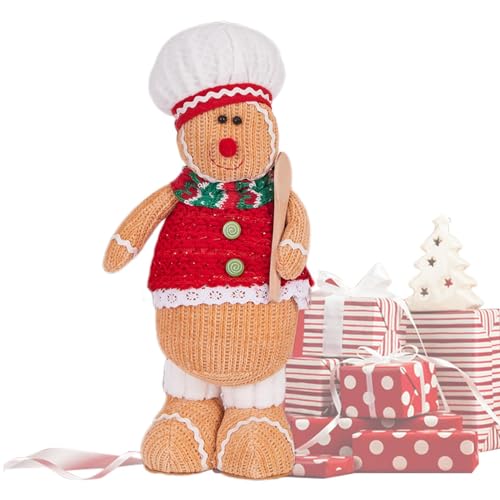 plsyyuw Lebkuchenmann-Weihnachtsplüschtier, Lebkuchen-Gingy-Plüschspielzeug | Plüschpuppe Weihnachten Stofftiere,Lebkuchenmann-Weihnachtsdekoration für Wohnzimmer, Bett, Kamin, Sofa, Auto, Mottoparty von plsyyuw