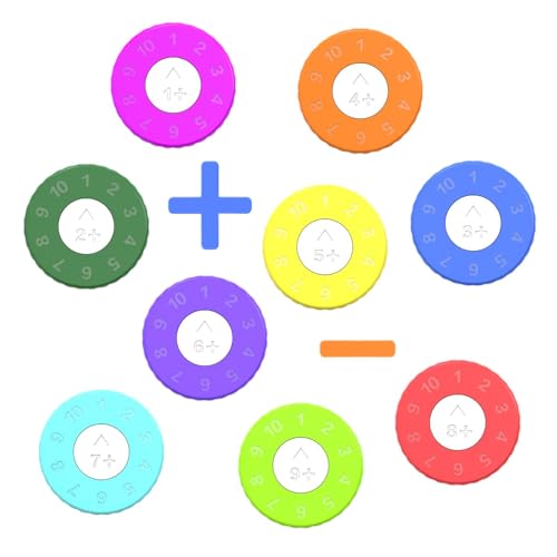 plsyyuw Math Fidget, Mathe-Spinner für Kinder,9-teiliges Kinder-Spinner-Spielzeug, Mathe-Fakten-Fidget-Spiel | Fidget Learning Math Game Spinner Fidget Toy für die Schule, Reisen nach Hause von plsyyuw