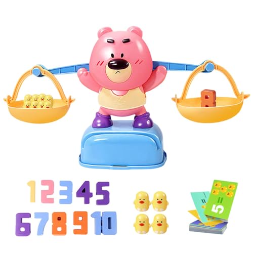 plsyyuw Waage für Kinder, Balance-Zählspielzeug,Lustiges Cartoon-12-Enten-Bär-Balance-Mathe-Spiel - Lernspielzeug zum Zahlenzählen für den Kindergarten, Waage für Kinder im Vorschulalter von plsyyuw