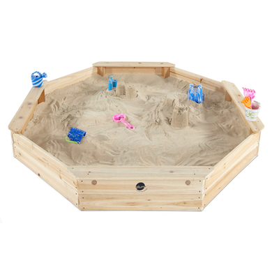 plum® Gigantischer Kinder Sandkasten aus Holz mit Bänken und Schutzhülle von plum