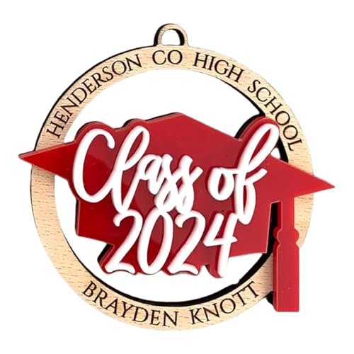 Abschlussfeier Zubehör Klasse 2024 Abschluss Dekor Klasse 2024 Abschlussschild Holz High School College Kartenhalter Rot von pofluany