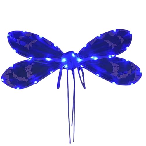 Leichte Feenflügel Dreamy Wing Zubehör Frauen Leuchtende Libelle Kostüm Atmungsaktiv Verkleiden Zubehör für Partys Cosplay Blau von pofluany