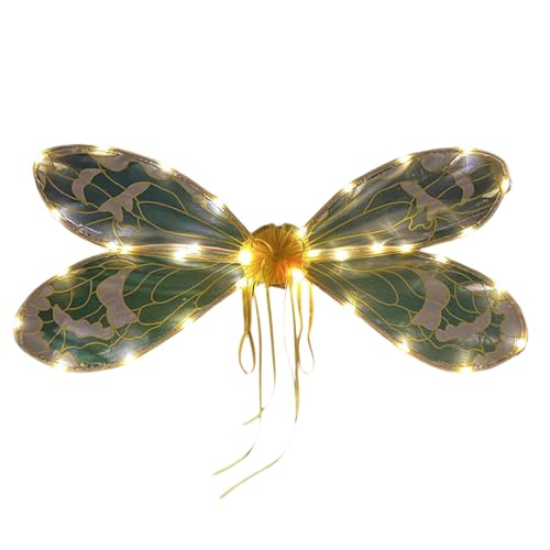 Leichte Feenflügel Dreamy Wing Zubehör Frauen Leuchtende Libelle Kostüm Atmungsaktiv Verkleiden Zubehör für Partys Cosplay Gelb von pofluany