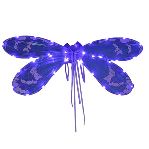Leichte Feenflügel Dreamy Wing Zubehör Frauen Leuchtende Libelle Kostüm Atmungsaktiv Verkleiden Zubehör für Partys Cosplay Lila von pofluany