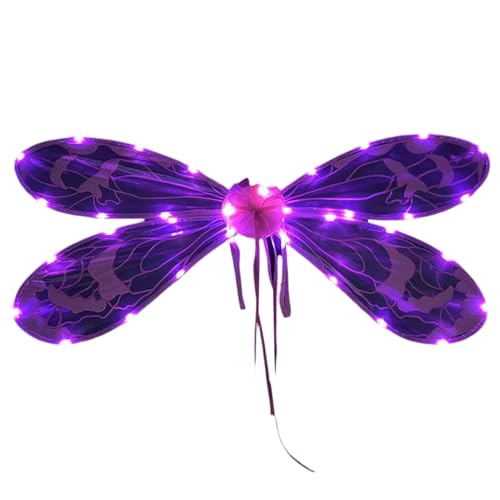 Leichte Feenflügel Dreamy Wing Zubehör Frauen Leuchtende Libelle Kostüm Atmungsaktiv Verkleiden Zubehör für Partys Cosplay Rosa von pofluany