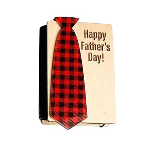Multi-Karten-Hülle, Organizer, zuverlässige Geschenkkarte, Vatertag, 3D-Fly-Out-Design, Krawattenmuster, Holz, Faltpapier, Rot / Schwarz von pofluany